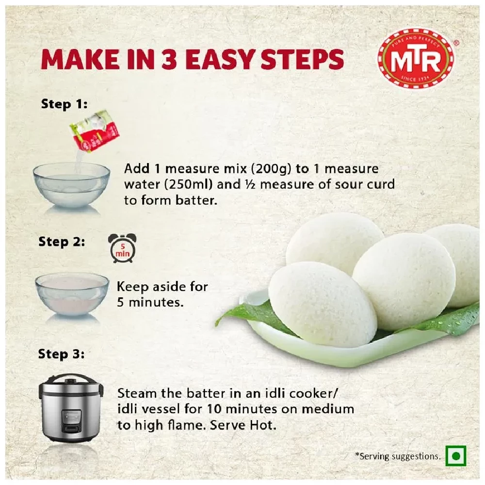 MTR Breakfast Mix - Rice Idli, 500 g Pouch-5.webp